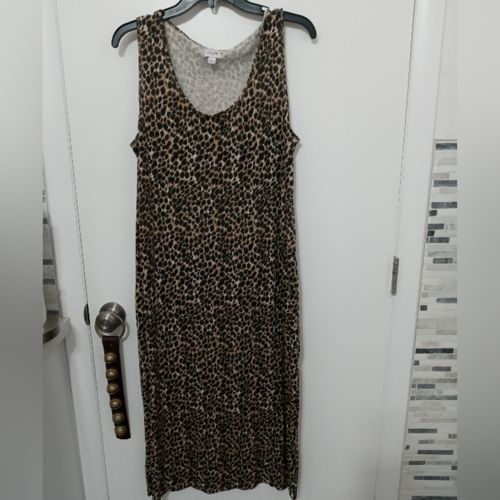 J. Crew animal Print Tank T shirt Maxi Dress Split Sides